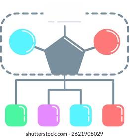 Theoretical Model icon represented by diagram Flat style.