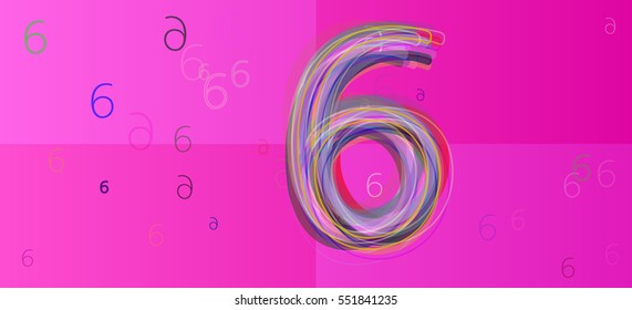 theoretical Number 6 vector background among illustration, communication of stylish graph