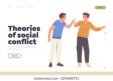 Theories of social conflict concept for landing page design template with aggressive people