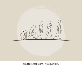 Theory of evolution of man - Human development - Hand drawn sketch vector illustration svg