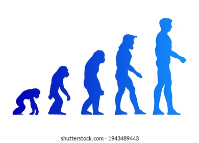 Theory of evolution of man silhouette - Vector illustration