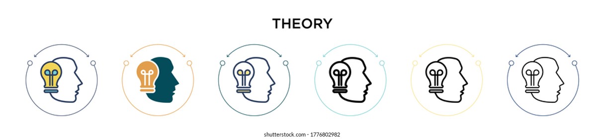 Theory icon in filled, thin line, outline and stroke style. Vector illustration of two colored and black theory vector icons designs can be used for mobile, ui, web
