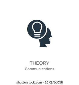 Icono de teoría vectorial. Icono de la teoría plana de moda de la colección de comunicaciones aislado en fondo blanco. La ilustración vectorial se puede utilizar para diseño gráfico web y móvil, logotipo, eps10