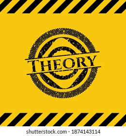 Theory inside warning sign, black grunge emblem. Vector Illustration. Detailed. 