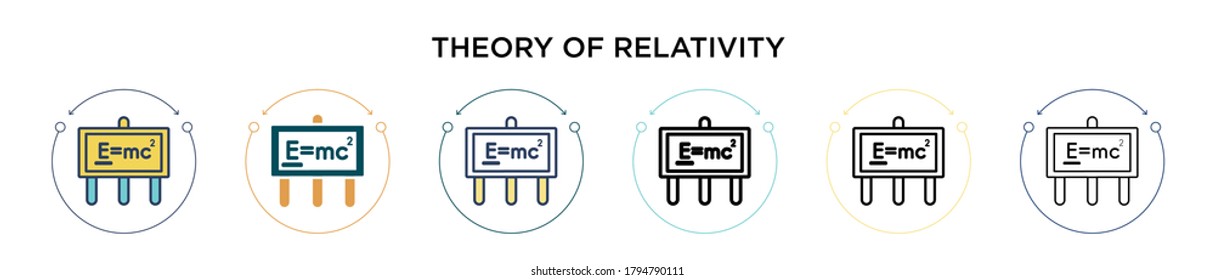 Theory of relativity icon in filled, thin line, outline and stroke style. Vector illustration of two colored and black theory of relativity vector icons designs can be used for mobile, ui, web