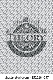 Theory silver color emblem. Scales pattern. Vector Illustration. Detailed.
