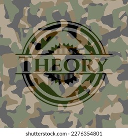 Theory written on a camouflage texture. Vector Illustration. Detailed. 
