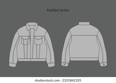 The-padded-jacket, A jacket is a garment for the upper body, usually extending below the hips. A jacket typically has sleeves, and fastens in the front or slightly on the side.