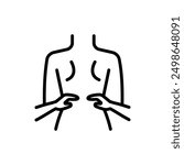Therapeutic back massage Outline vector icon. Physiotherapy, acupuncture, rehabilitation. Isolated vector element. Pictogram for web page, mobile app, promo