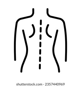 Therapeutic back massage Outline vector icon. Physiotherapy, acupuncture, rehabilitation. Isolated vector element. Pictogram for web page, mobile app, promo