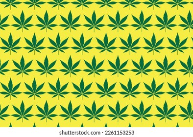 Ilustración terapéutica del patrón de cannabis. Diseño de textura floral de hoja de cannabis verde claro.