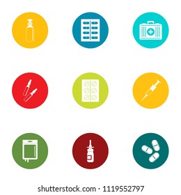 Therapeutic icons set. Flat set of 9 therapeutic vector icons for web isolated on white background