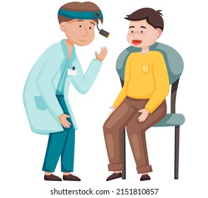 Therapeutic medical treatment and healthcare concept consultation and diagnosis, healing medicine. Health care, medical examination, patient at doctor s appointment. Otolaryngologist s office