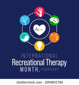 Therapeutic Recreation (TR) month is observed every year in February, Vector illustration