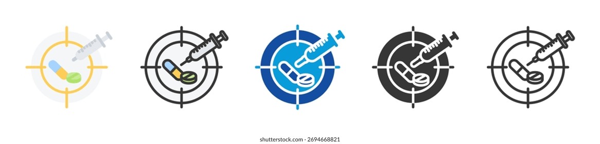 Conjunto de iconos de objetivo terapéutico Estilo múltiple Varias colecciones
