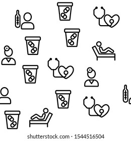 Therapeutic Vector Seamless Pattern Thin Line Illustration