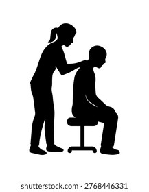Therapist applying pressure on a patient's shoulder during a treatment session