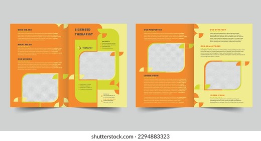 Therapist bifold brochure template. A clean, modern, and high-quality design bifold brochure vector design. Editable and customize template brochure