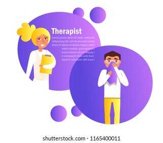 Therapist, consultation of the patient. online doctor Vector. Cartoon. Isolated art on white background. Flat