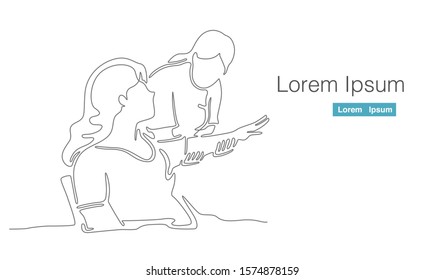 Therapist Doing Passive Range Of Motion Exercise For Patient. One Continuous Line Drawing Vector Illustration On White Background