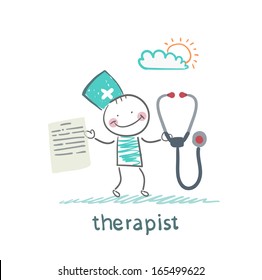 therapist with a folder and stethoscope