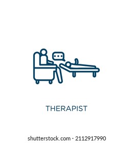 therapist icon. Thin linear therapist outline icon isolated on white background. Line vector therapist sign, symbol for web and mobile