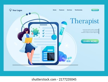 The Therapist Keeps Electronic Records And Analyzes Them. Concept For Landing Page.