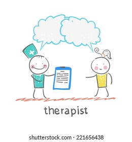 therapist keeps a folder in his hand and says to the patient
