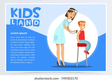 Therapist listening boy s back with stethoscope