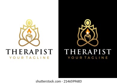 Therapist Logo People Yoga Candle Health Stock Vector (Royalty Free ...