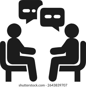 Therapist and patient dialogue silhouette illustration representing conversation and support