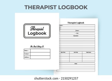 Therapist patient info journal interior. Daily therapist development planner and task tracker template. Interior of a logbook. Therapist client planner and daily action tracker notebook interior.