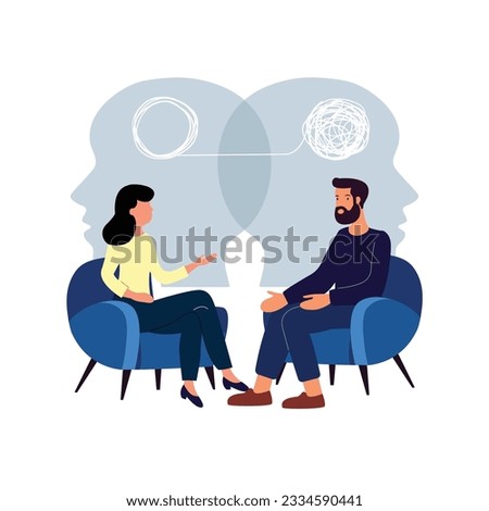 The therapist and the patient solve problems. Mental health concept. 