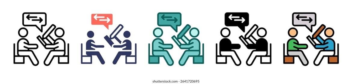 Therapist Session Icon Multiple Vector Illustration