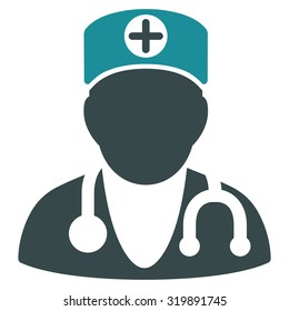 Therapist vector icon. Style is bicolor flat symbol, soft blue colors, rounded angles, white background.
