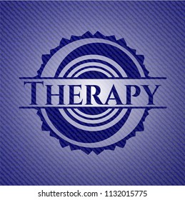 Therapy badge with denim background