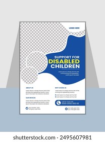 Therapy center poster template, disabled flyer template
