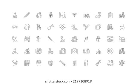 Therapy concept illustration, linear icons, line signs set, vector collection