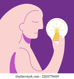 Therapy and the concept of psychology.  A philosophical metaphor depicting a healthy personality after a conversation with a doctor. Abstract modern illustration about mental health.