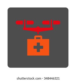 Therapy Drone Shipment vector icon. Style is flat rounded square gray button with red symbol, white background.