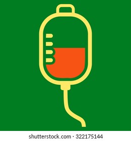 Therapy Dropper vector icon. Style is bicolor flat symbol, orange and yellow colors, rounded angles, green background.