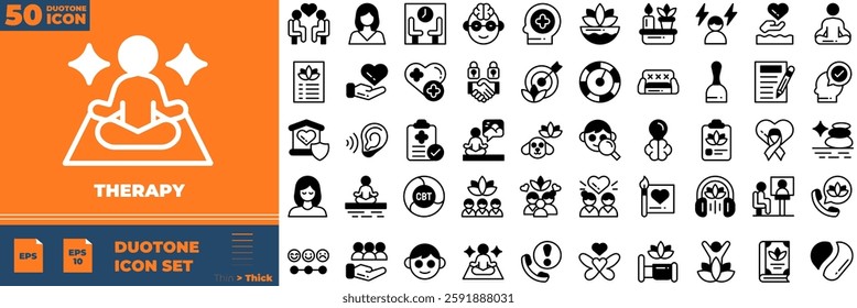 Therapy Duotone Editable Icons set. Vector illustration in modern thin duotone style of therapy icons: health, spa, sleep, etc