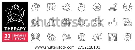 Therapy editable line icons set. wellness and relaxation symbols