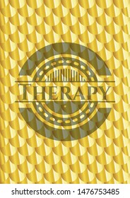 Therapy gold emblem. Scales pattern. Vector Illustration. Detailed.