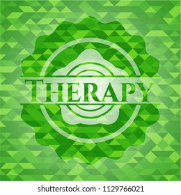 Therapy green emblem. Mosaic background