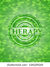 Therapy green emblem. Mosaic background