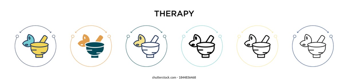 Therapy icon in filled, thin line, outline and stroke style. Vector illustration of two colored and black therapy vector icons designs can be used for mobile, ui, web