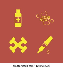 therapy icon. therapy vector icons set bones, dropper pipette, medicine bottle and soap