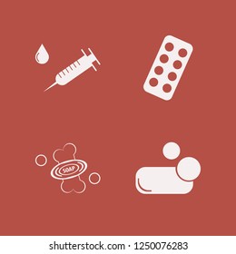 therapy icon. therapy vector icons set blister pack, syringe and soap