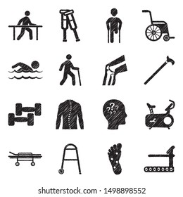 Therapy Icons. Black Scribble Design. Vector Illustration.